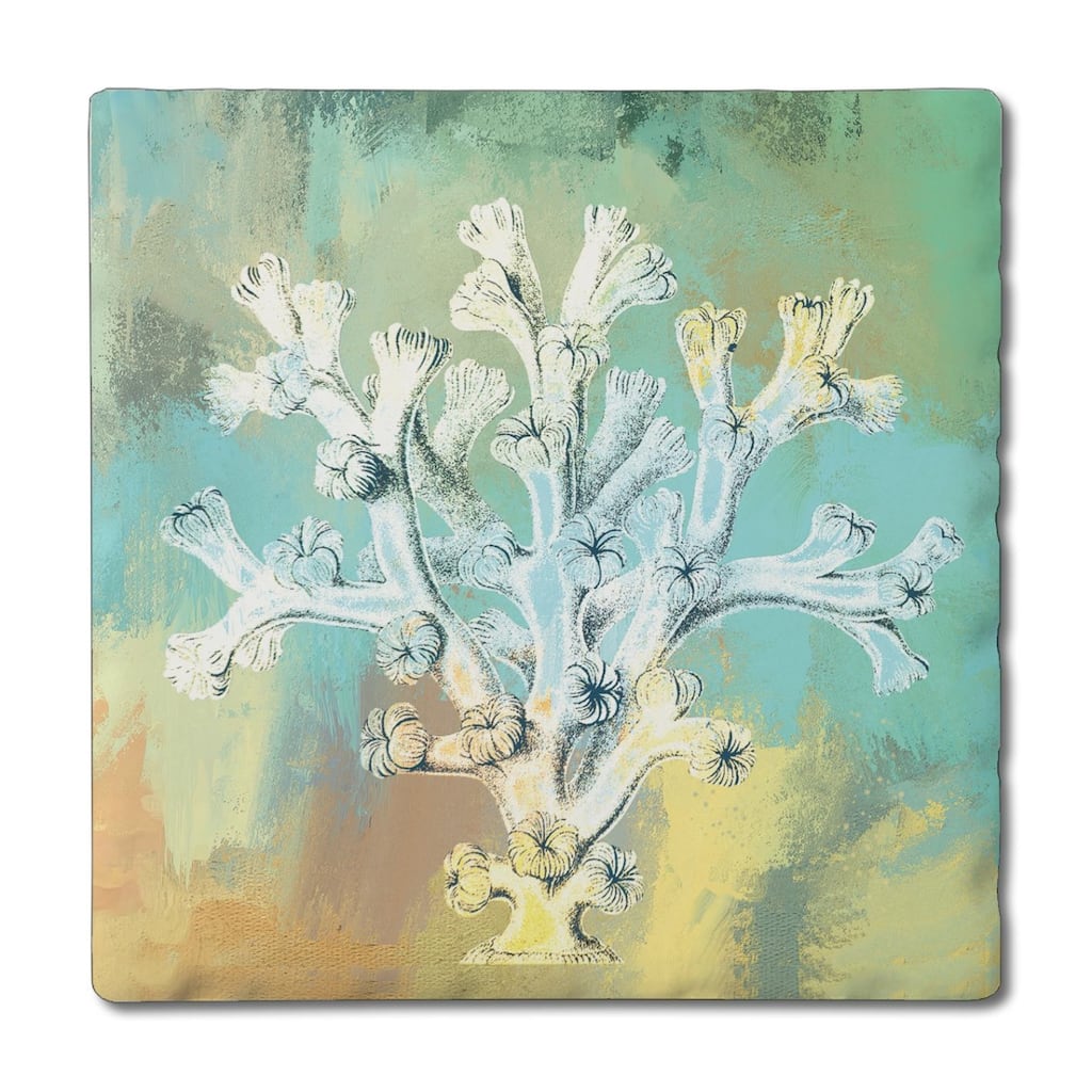4 Pack Absorbent Stone Coasters with Cork Backing 4" Square Made in The USA Absorbent Wipes Clean