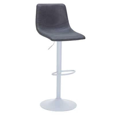 Adjustable Height Bar Stool in Leather Upholstery With White Iron Base Tilbury Collection