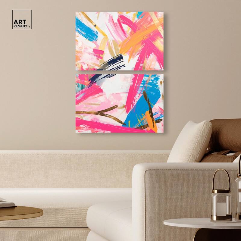 Language Spontaneity II Canvas Set of 2 by Art Remedy, Gallery Wrapped