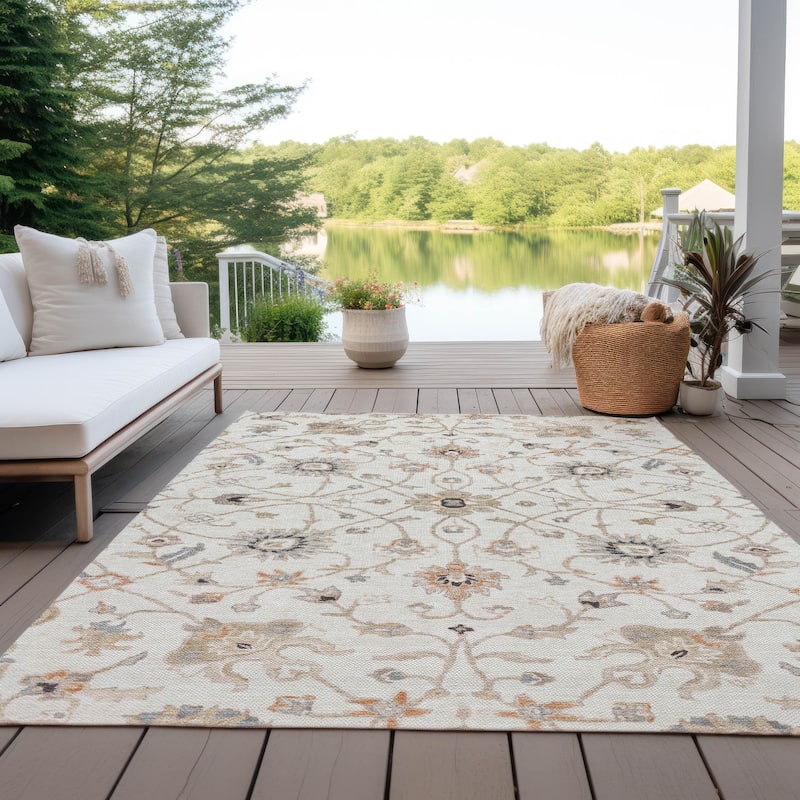Machine Washable Indoor/ Outdoor Traditional Persian Chantille Rug