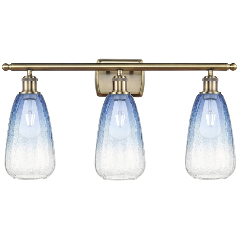 Innovations Lighting 516-3W-14-26 Brookhaven Almond Vanity Brookhaven - Antique Brass / Sapphire Blue