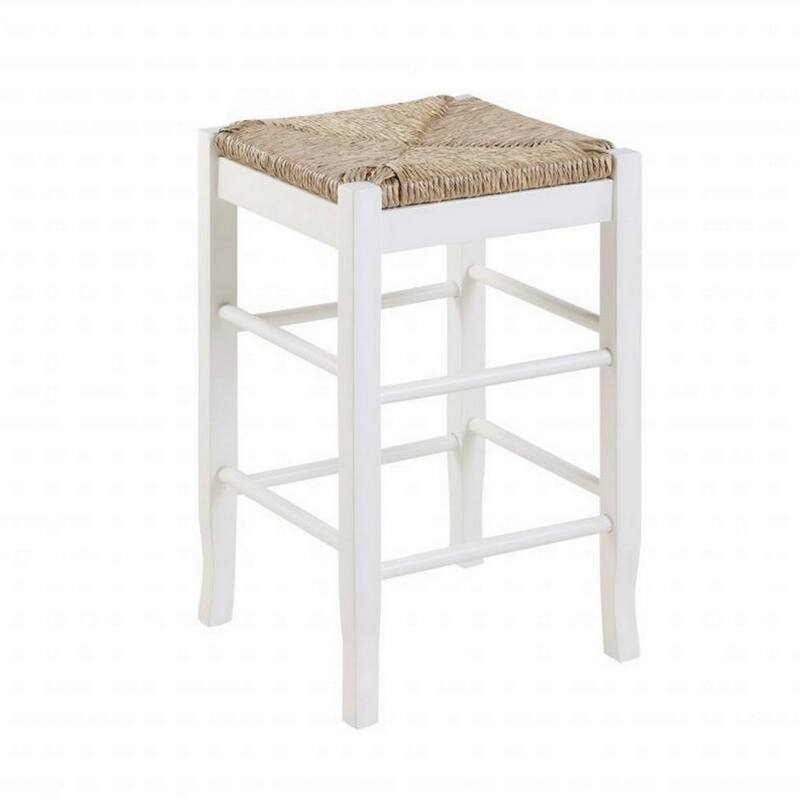 Square Wooden Frame Counter Stool with Hand Woven Rush - 24 H x 14.5 W x 14.5 L Inches