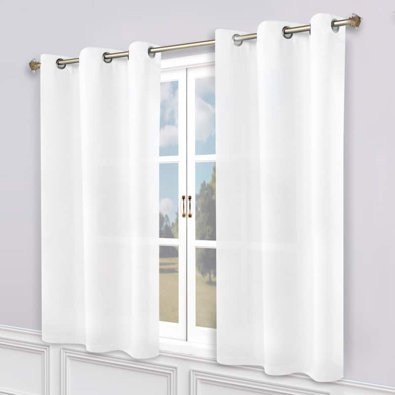 Superior Modern Solid Washable Room Darkening Curtains, Set of 2 Panels - 2PC- 52" x 63" - Snow White