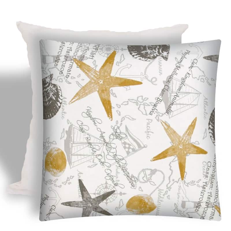 17" X 17" Gold And Cream Boat Zippered Coastal Throw Indoor Outdoor Pillow - 17" x 17"
