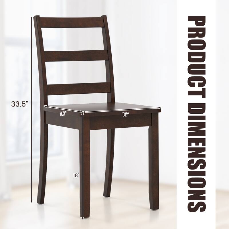 Set of 2 Wood Dining Chairs with Solid Rubber Wood Legs - 16" x 16" x 33.5"