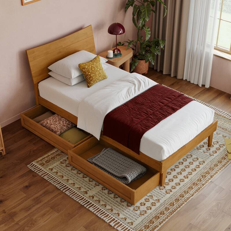 Phoenix Wood Platform Bed with Storage Drawers