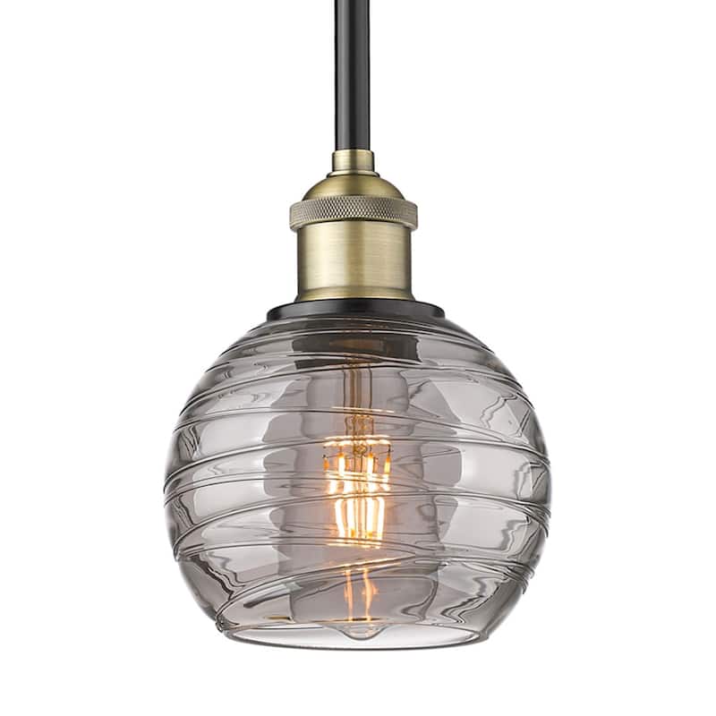 Innovations Lighting 616-1S 8 6 Athens Deco Swirl Pendant Athens Deco - Black Antique Brass