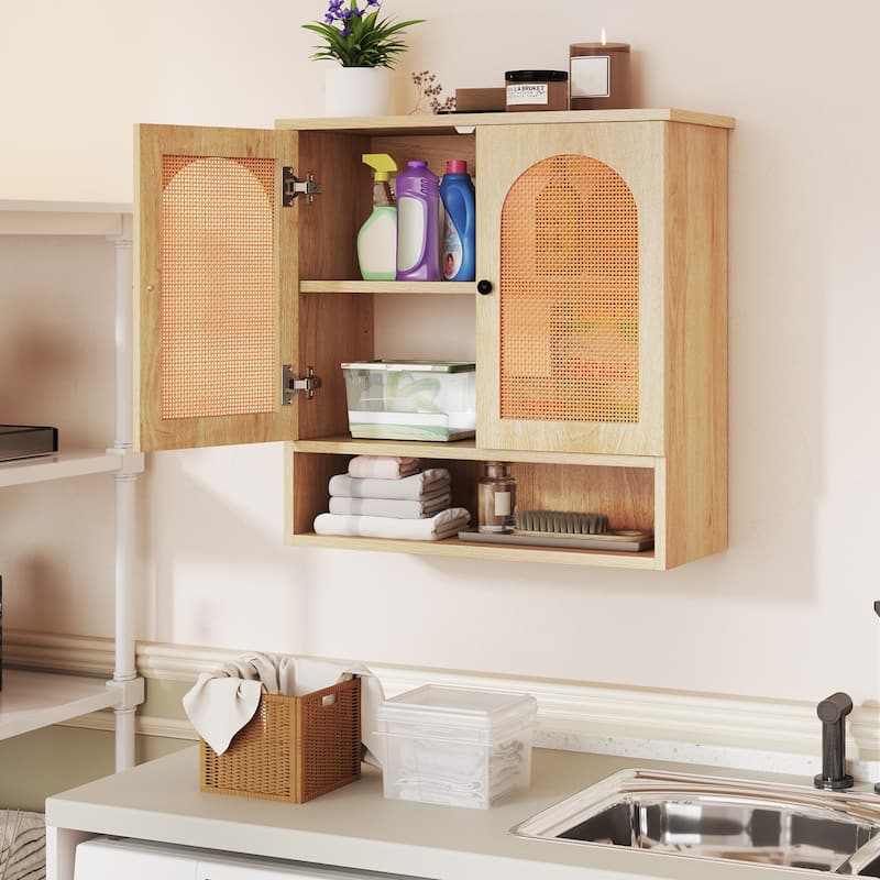 Gymax Bathroom Wall Cabinet Deep Bathroom Cabinet w/ Adjustable