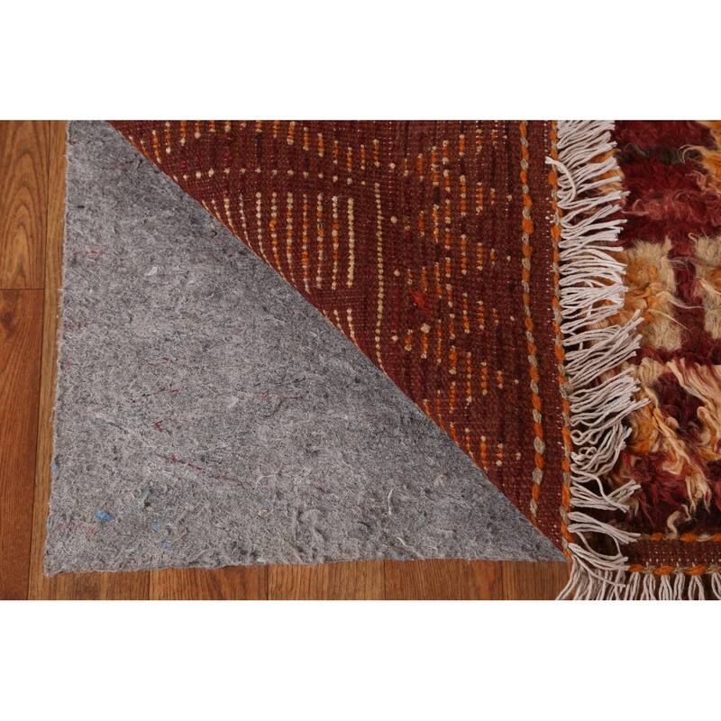 Hand Knotted Oriental 100% Wool Carpet Modern Tribal Red Moroccan Area Rug - 8' 0'' X 5' 7''