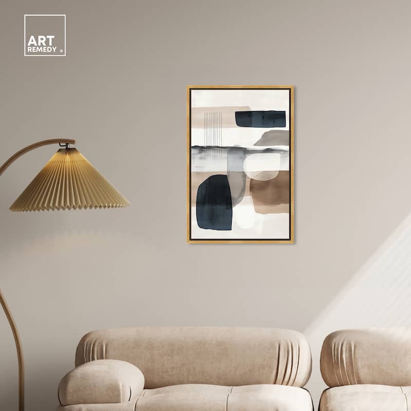 Art Remedy Layers Of Depth Framed Abstract Shapes 1 Piece Canvas Wall Art