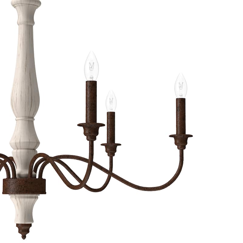 Hunter Teren 6-Light Chandelier - Dining Room, Entry, Living Room - French Country, Vintage, Farmhouse, Candle