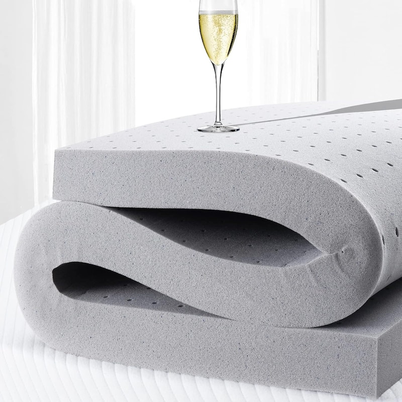 2 Inch Queen Gel Memory Foam Topper Cooling Soft Pressure Relief CertiPUR - Grey