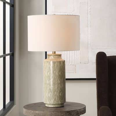 Ceramic Table Lamp - 28" - Sage Green and White