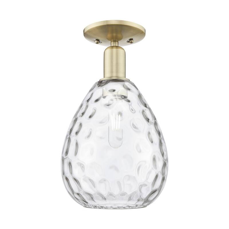 Innovations Lighting 716-1C-14-8 Waverly Semi-Flush Waverly 8" Wide - Antique Brass / Clear