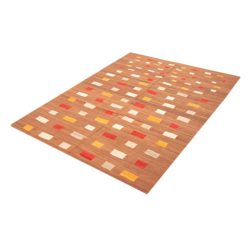 ECARPETGALLERY Flat-Weave Ankara FW Brown Wool Kilim - 7'0 x 9'10