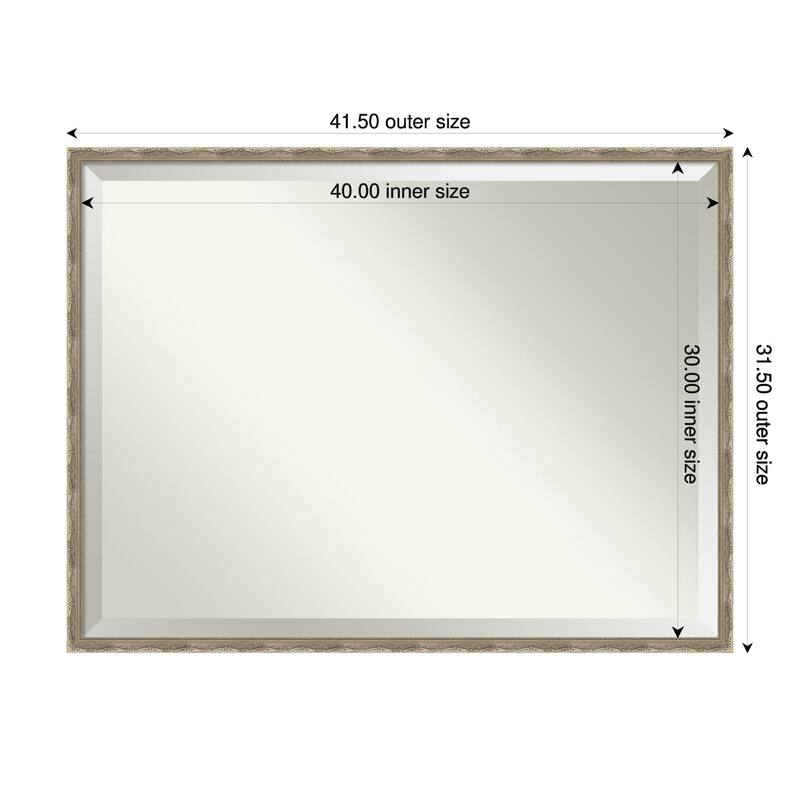 Mila Beveled Wood Framed Wall Mirror - 42 x 32 in - Mila Dark Silver