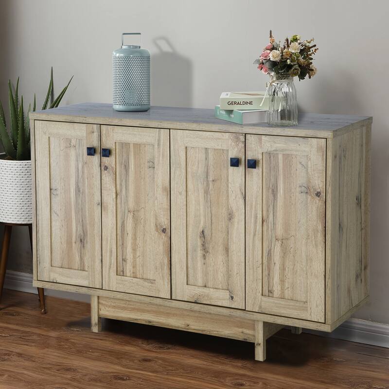 Q-Max 47"W Sideboard Storage Cabinet, Dining Server Cupboard Buffet Table with Two Storage Cabinets