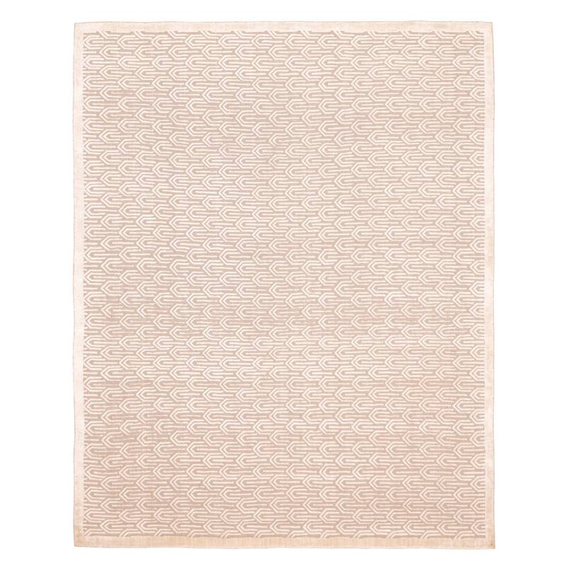 ECARPETGALLERY Hand Loomed Elysian Ivory Viscose, Wool Rug - 8'0 x 10'3