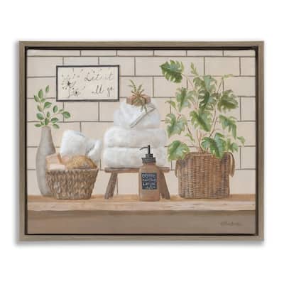 Stupell Comforting Bathroom Spa Still Life Floating Framed Canvas Wall Art, Design by Pam Britton