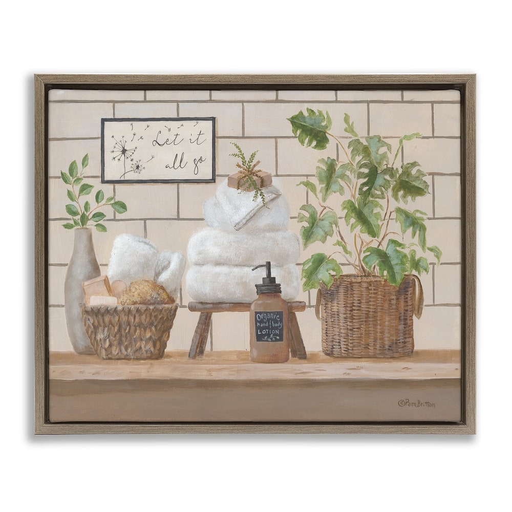 Stupell Comforting Bathroom Spa Still Life Floating Framed Canvas Wall Art, Design by Pam Britton