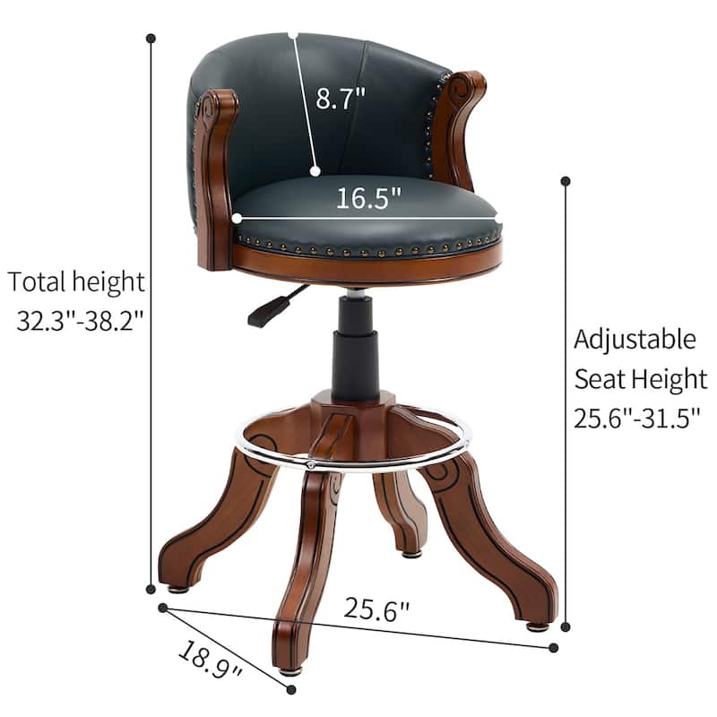 Counter height Cow top Leather Wooden Bar Stools, 360 Degree Swivel Adjustable Height Bar Chair(1pc)