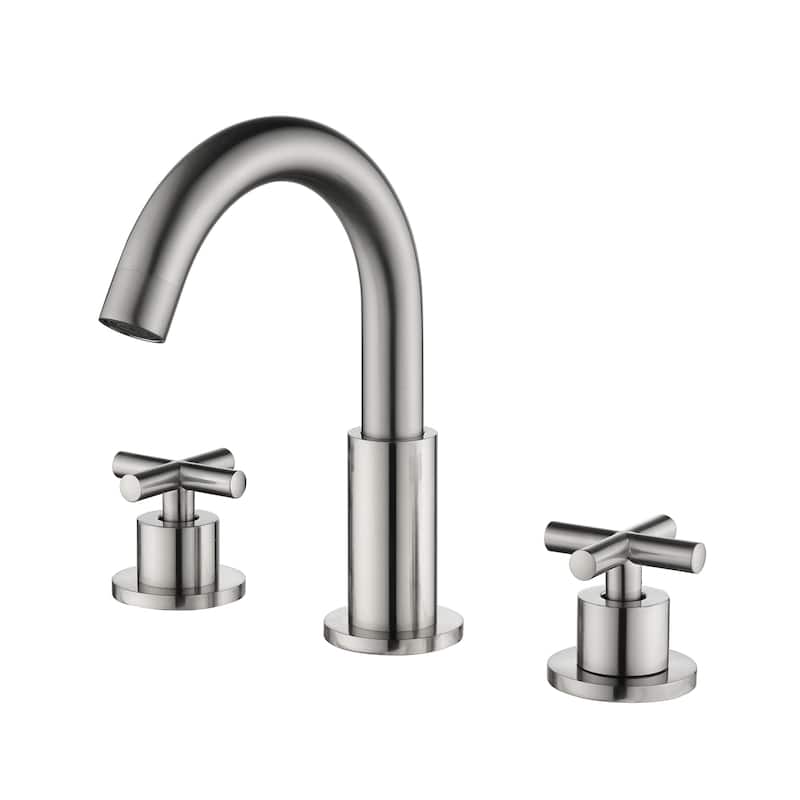 8.2"H Solid Brass Widespread 2-handle Bathroom Sink Faucet - Brushed Nickel