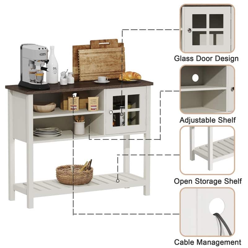 Farmhouse Coffee Bar Cabinet - 13.8"D x 39.3"W x 31.5"H