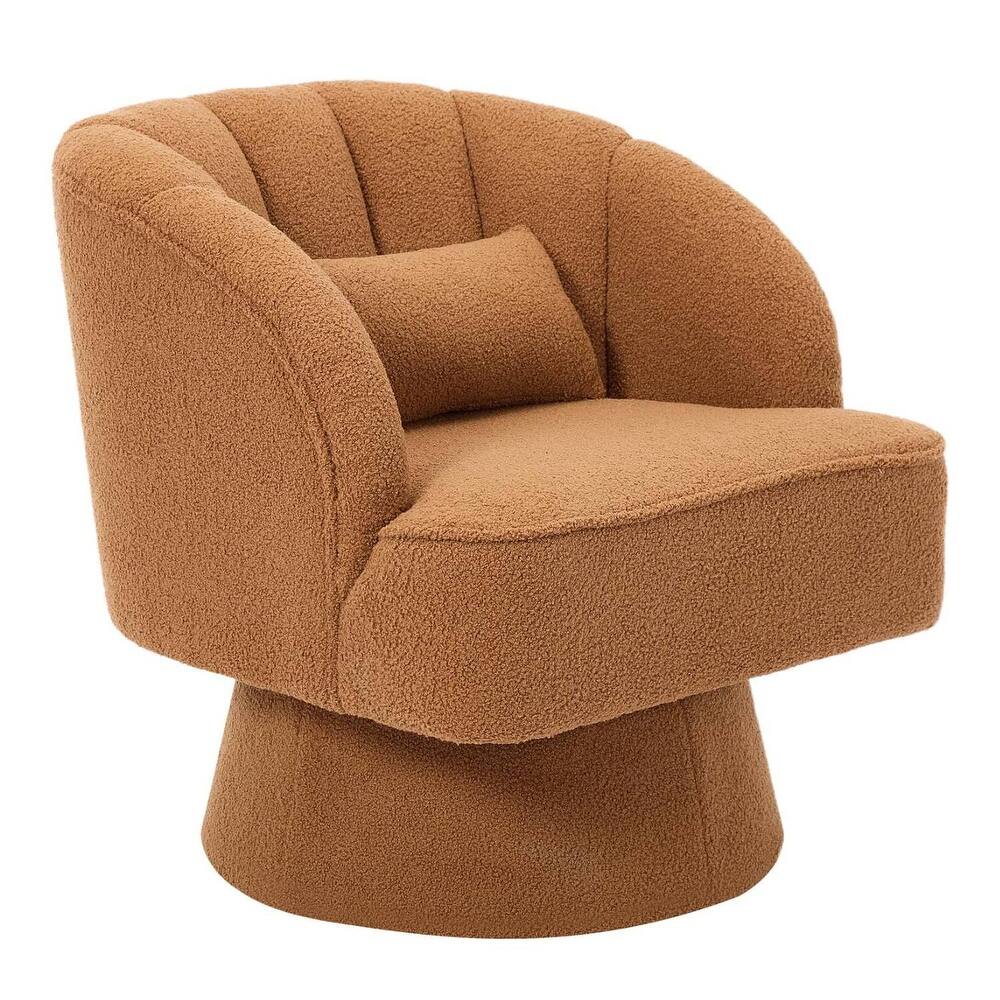 Velvet Upholstered 360° Swivel Accent Chair, Barrel Lounge Chair for Living, Bedroom Reading Nook