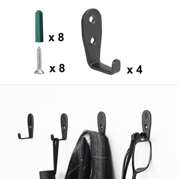 Coat Hooks Stainless Steel L Type Cloth Holder w Screws 4pcs - Black -  1.93 x 0.83 x 1.14(L*W*H) - Bed Bath & Beyond - 28799324