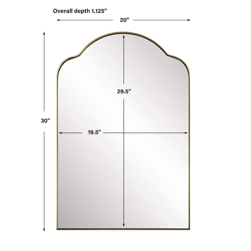 Curved Silhouette Arch Wall Mirror - 30" - Brass Tone