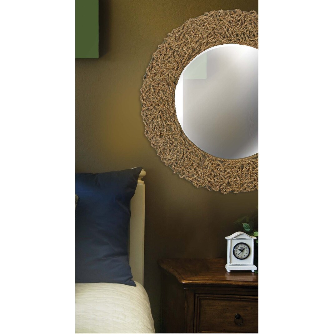 Kenroy Home 60203 Seagrass Round Mirror - Natural Material