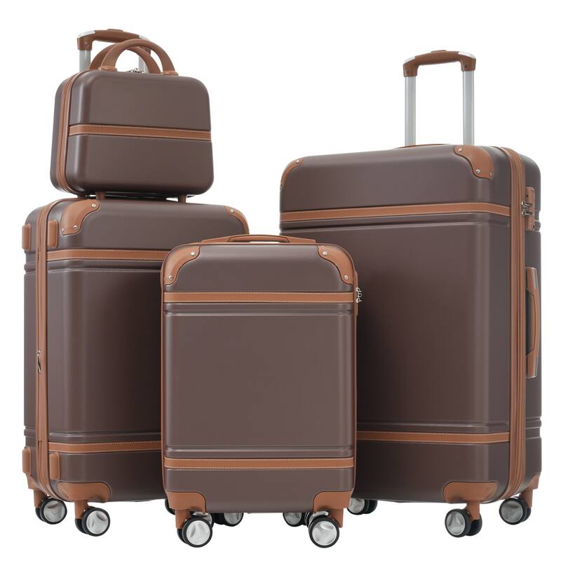 Hardshell Luggage Sets 4 Pieces 20"+24"+28" Luggages and Cosmetic Case Spinner Suitcase with TSA Lock Lightweight