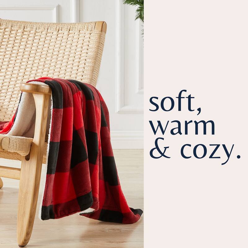 Linery & Co. Velvet Plush Reversible Sherpa Throw Blanket