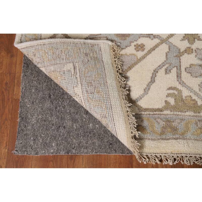 Floral Oushak Oriental Area Rug Hand-Knotted Wool Carpet - 9'0"x 11'11"