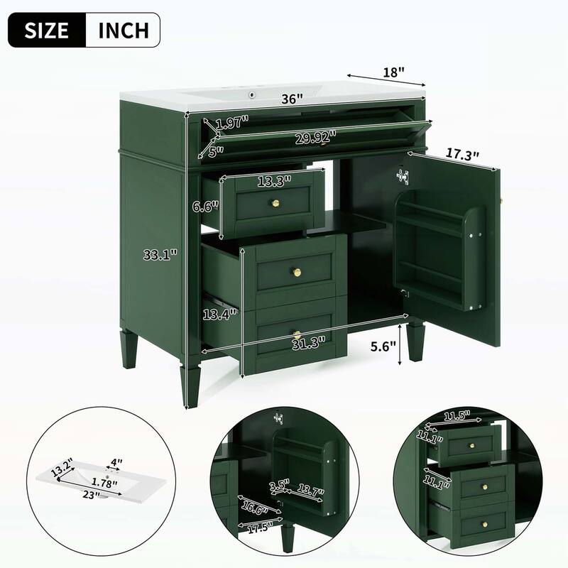 36'' Bathroom Vanity with Top Sink