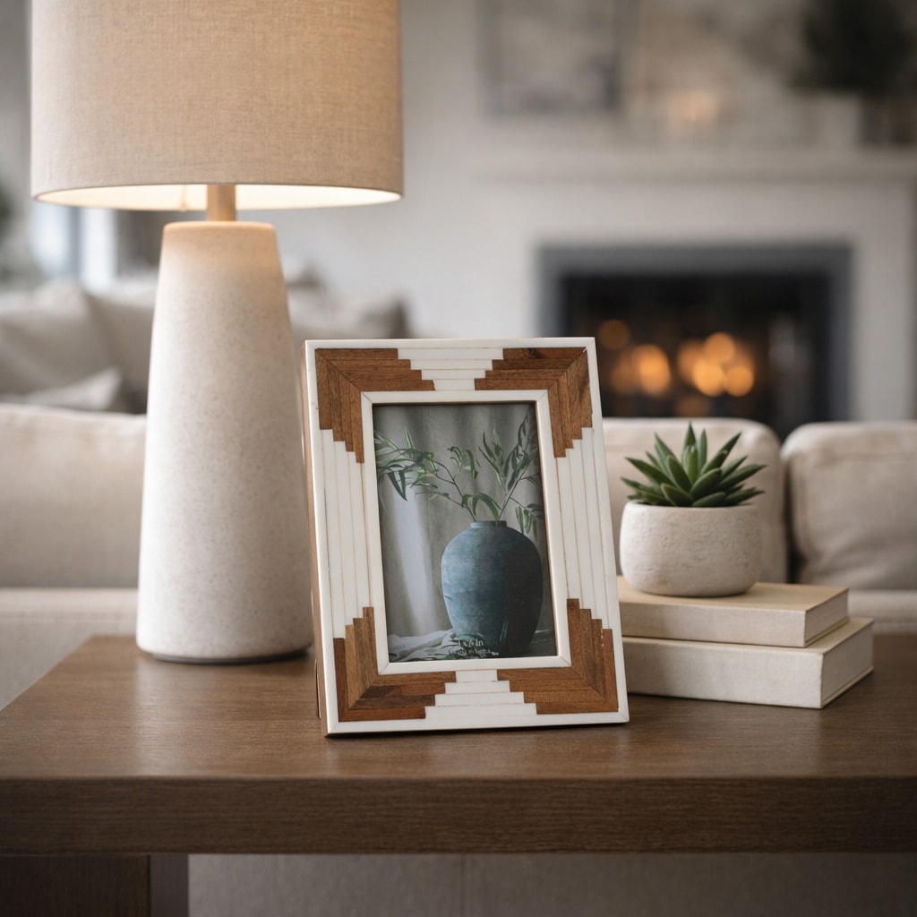 Wood Cascading Design Picture Frame - White