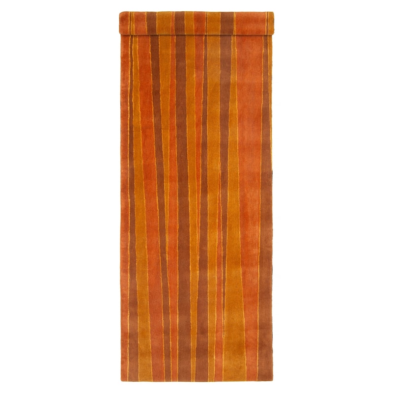 ECARPETGALLERY Hand-knotted Opulence Gold Wool Rug - 3'5 x 8'2 - Dark Gold - 3'5 x 8'2