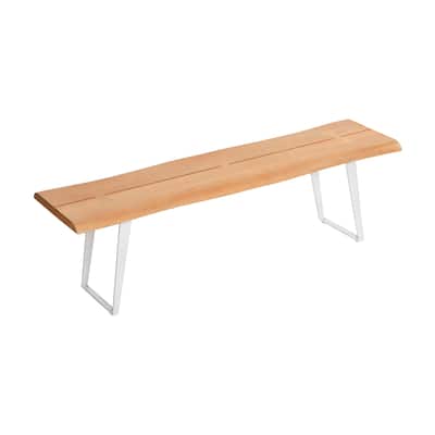 Wood Bench with Metal Frame