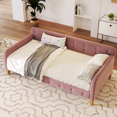 Nestfair Twin Size Upholstered Daybed with 4 Support Legs