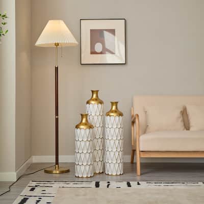 Floor Metal Vase Modern Style Droplet Shaped White Metal Vase 3-Piece Set Gorgeous Home Decoration Large Glazed Metal Vase