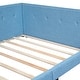 preview thumbnail 23 of 23, Upholstered Full Size Platform Bed with USB Ports, Linen Fabric, Sturdy Wood Daybed Frame, No Box Spring Needed, Beige