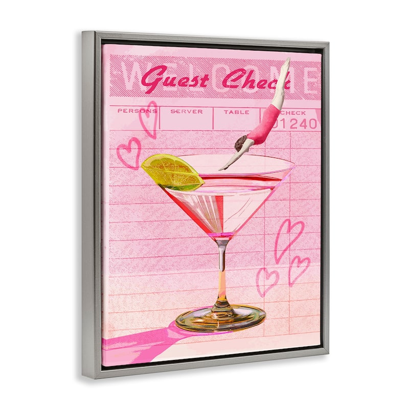 Stupell Diver into Cocktail Guest Check Framed Floater Canvas Wall Art Design By Lil' Rue