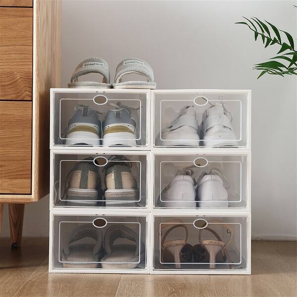 Shoe Storage Boxes 24 Pack Clear Plastic Organizer 6 X 29 X 23 Overstock 31762793