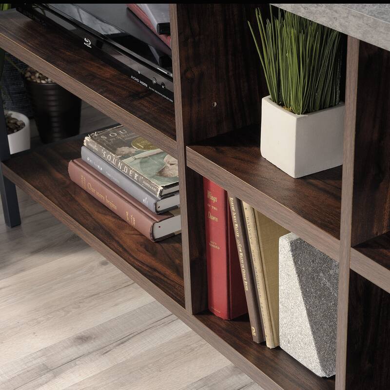 Engineered Wood Industrial Credenza For TVs up to 60", Brown - 55.35"W x 17.72"D x 23.27"H