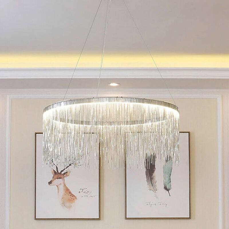 Tassel Linear Chandelier Pendant Light LED Tassel Ceiling Chandelier - 19" x 12"