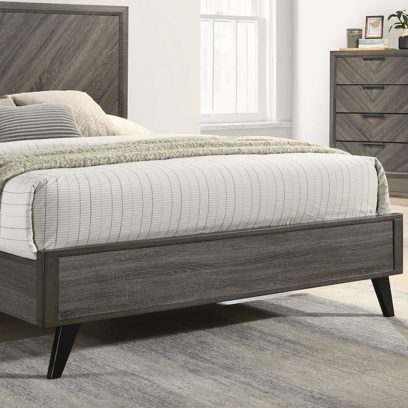Ovex Contemporary Grey Solid Wood Panel Bed by Furniture of America