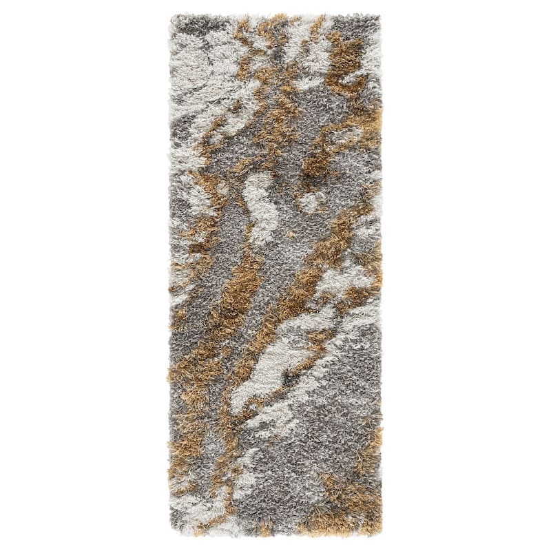 SAFAVIEH Horizon Shag Remona 2.6-inch Thick Rug - 2' x 5' - Grey/Gold