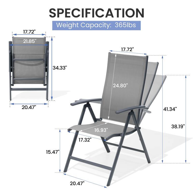 Outdoor Folding Patio Chair Set Adjustable Dining Chairs Set of 2/4/6