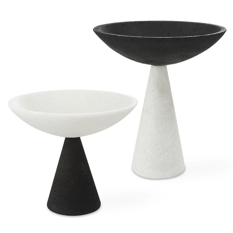 Uttermost 18012 Antithesis 10-1/4" Wide Rice Stone Decorative Bowls - - Black / White