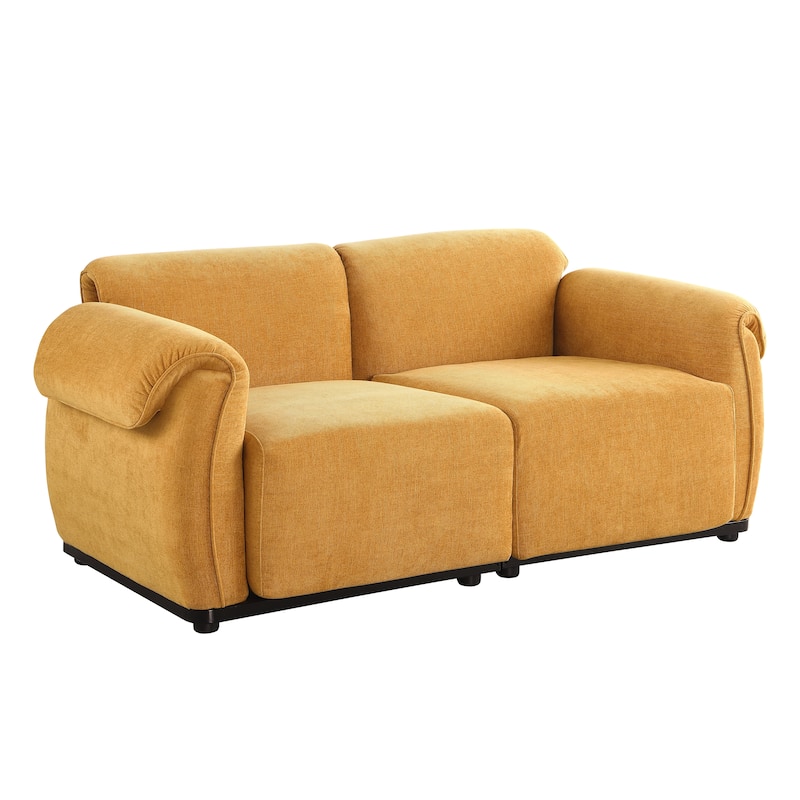 68.5" Chenille Modular Sofa - Fashionable Small Sectional with Iron Frame for Living Room, Bedroom